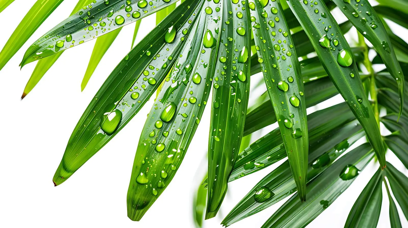 Fresh Green Palm Leaves with Rain Drops – free ecosystem image from Dotvec