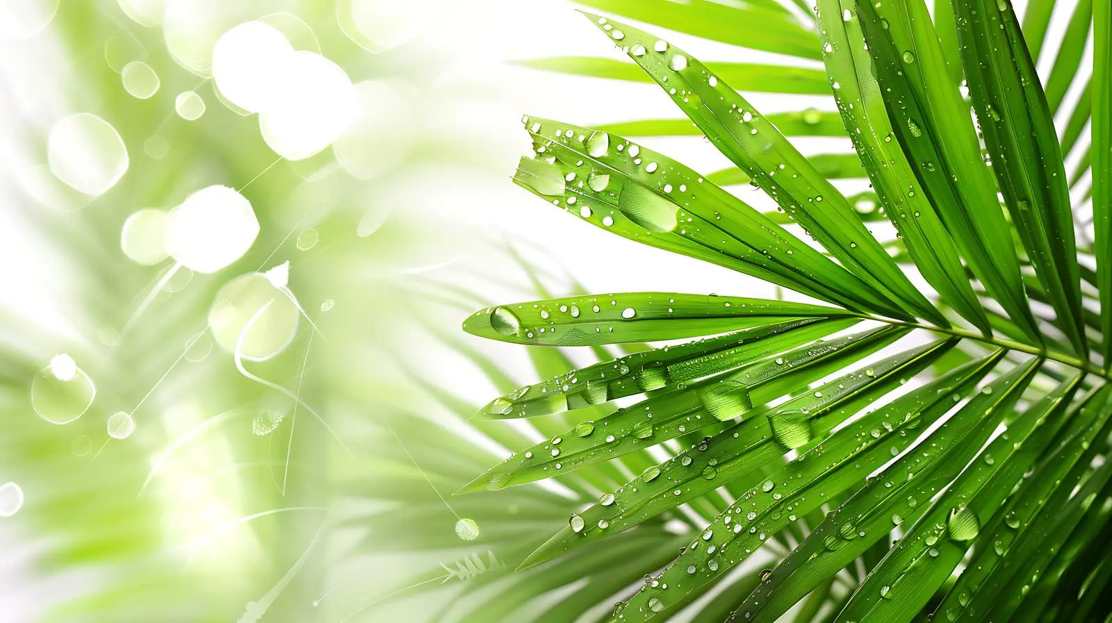 lush Green Palm Leaves with Water Drops – free ecology image from Dotvec
