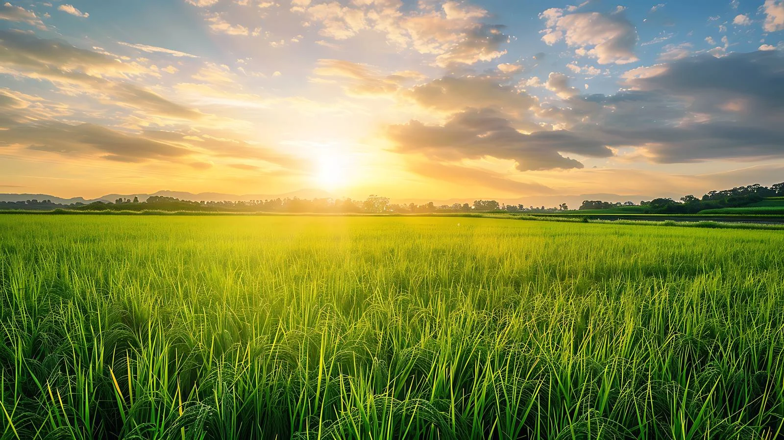 Tranquil Sunset Over Green Rice Fields — free download from Dotvec