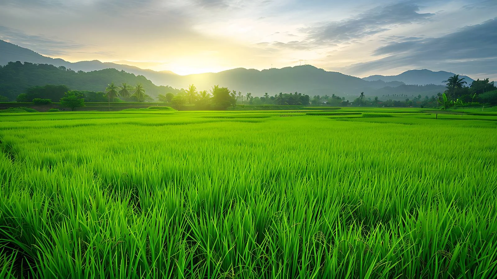 Tranquil Morning Rice Field Scene — free download from Dotvec