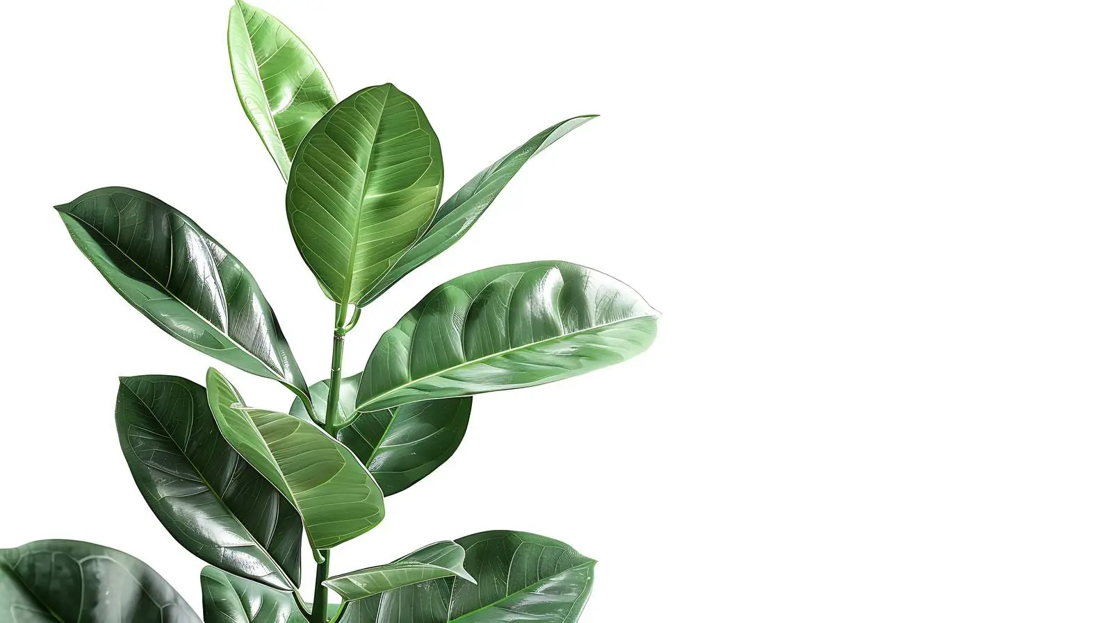 Ficus Elastica Green Rubber Plant on White Background — free download from Dotvec