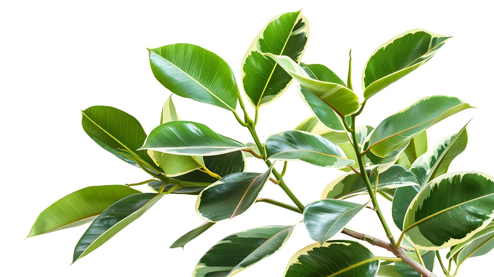 Green Rubber Plant Ficus Elastica on White Background — free download from Dotvec