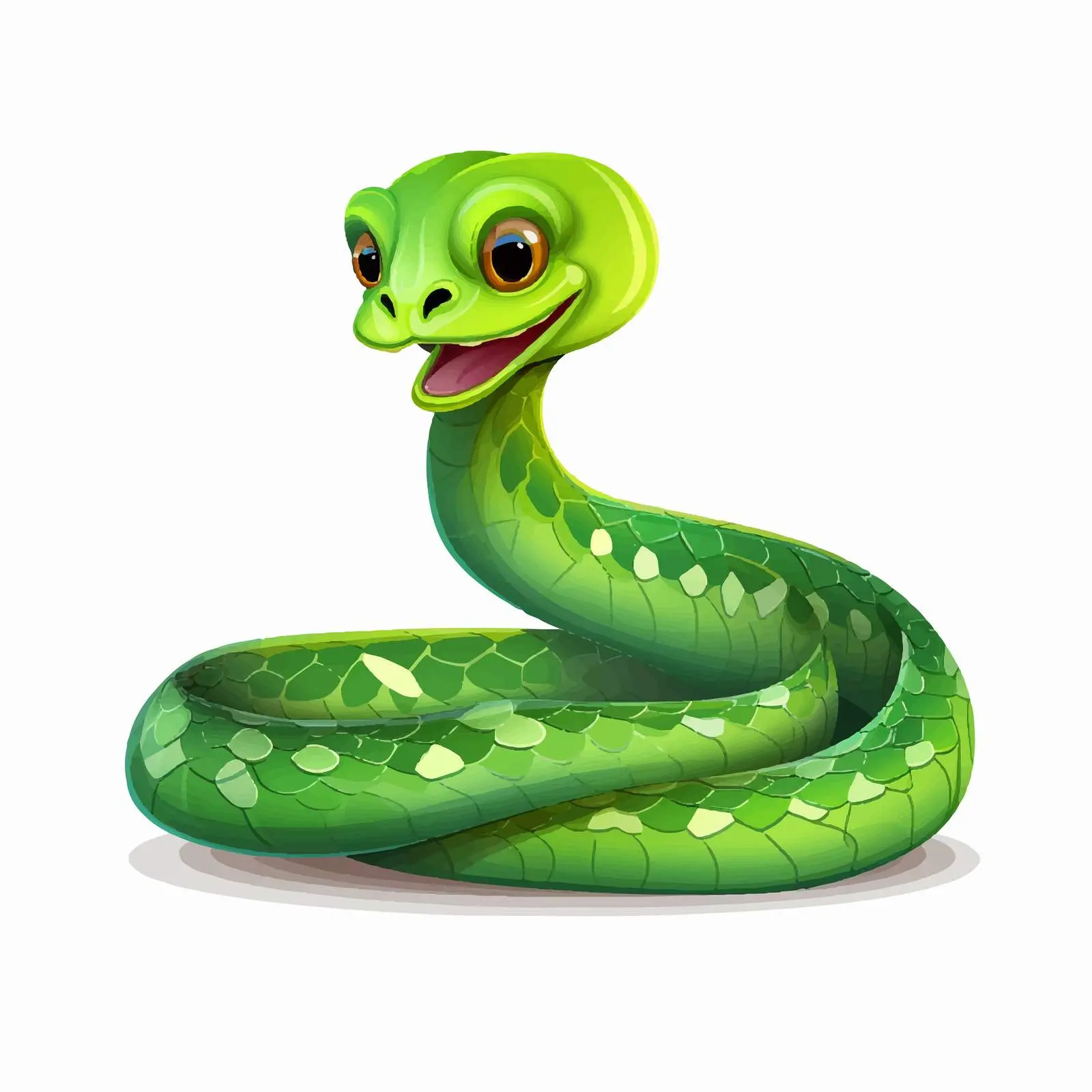 Cartoon Green Snake Vector Illustration — free download from Dotvec