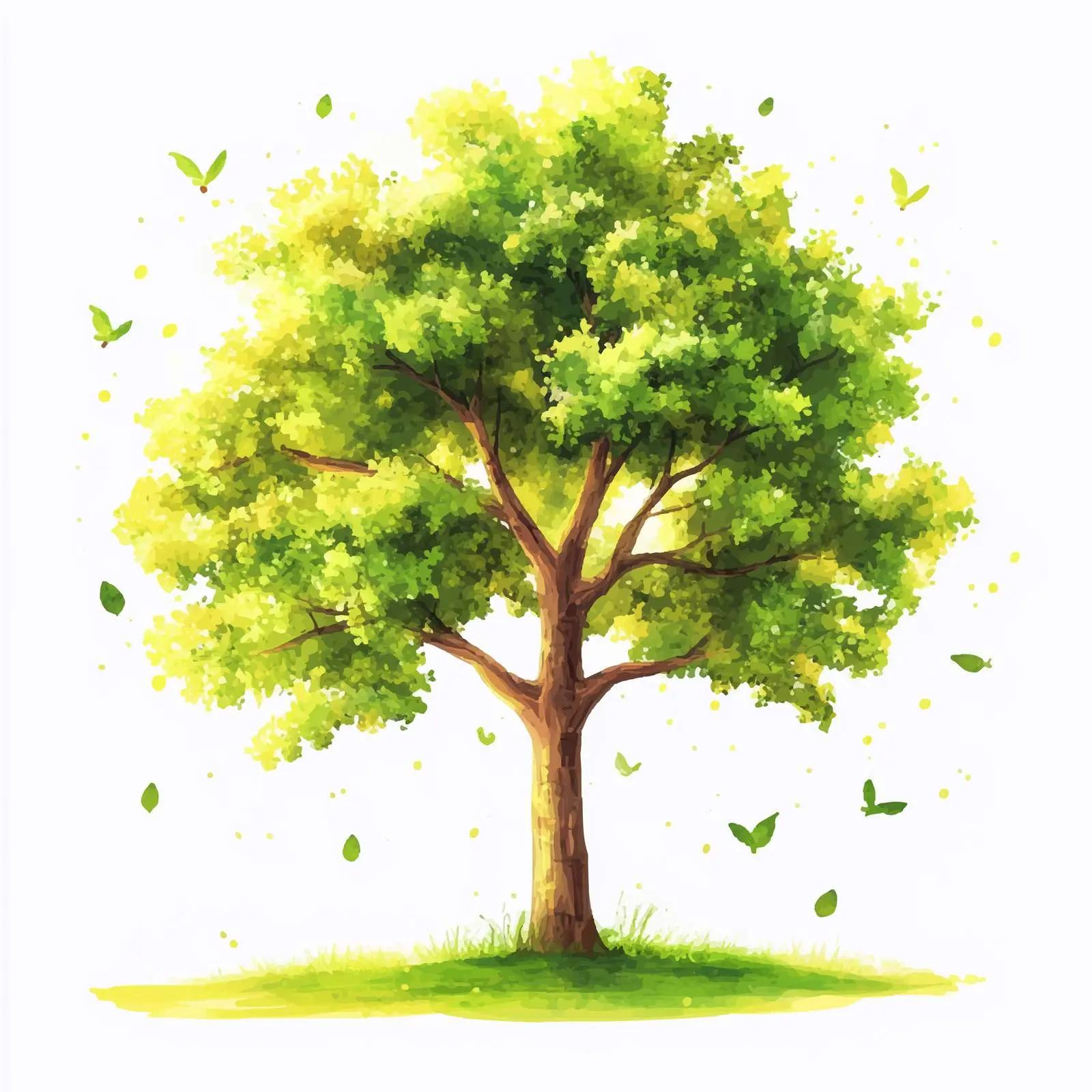 Green Tree in Summer Sunlight Vector Illustration — free download from Dotvec