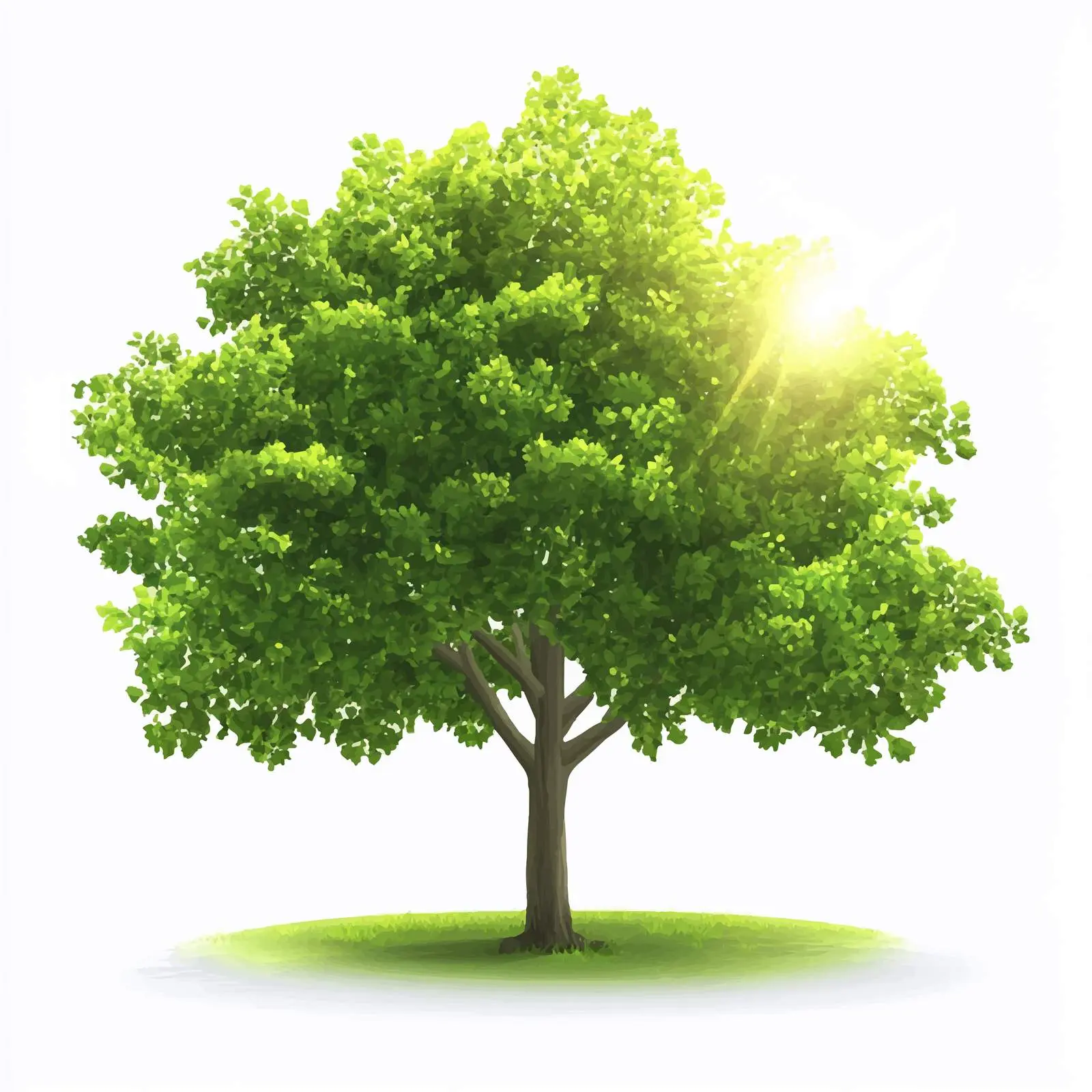 Green Tree with Summer Sunlight Vector Illustration — free download from Dotvec