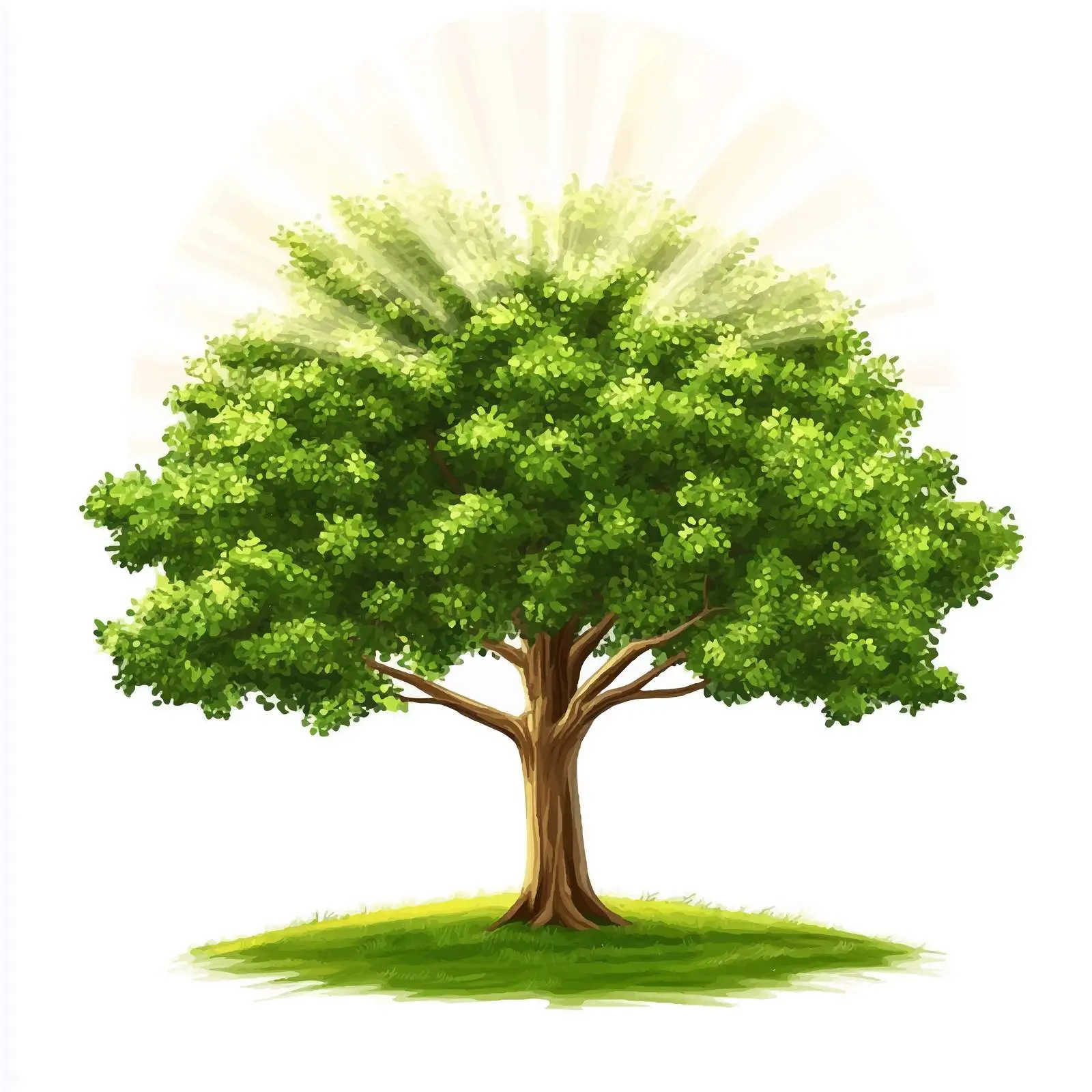 Green Tree Under Summer Sunlight Vector Illustration — free download from Dotvec