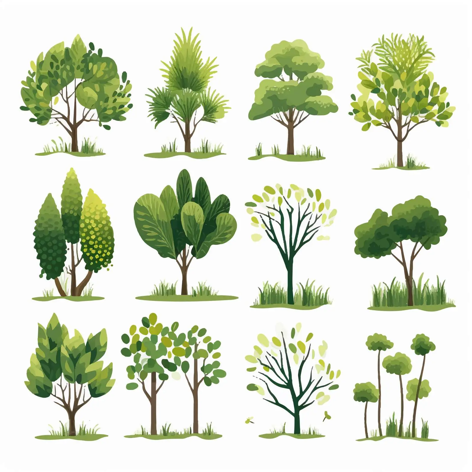 Abstract Green Trees and Forest Plants Vector — free download from Dotvec