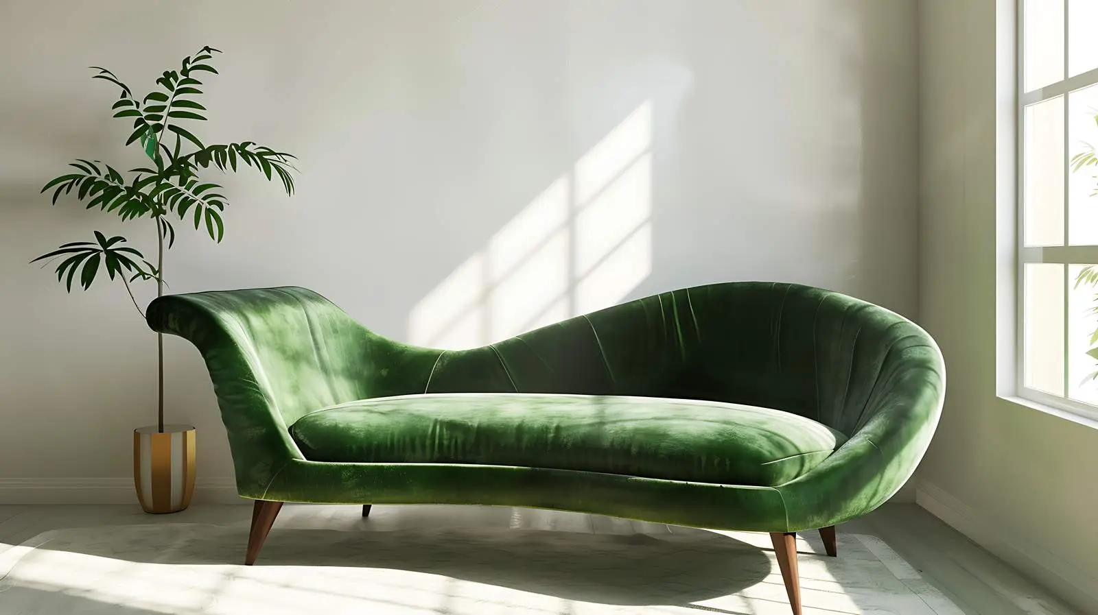 Green Velour Sofa in Soft Sunlight — free download from Dotvec