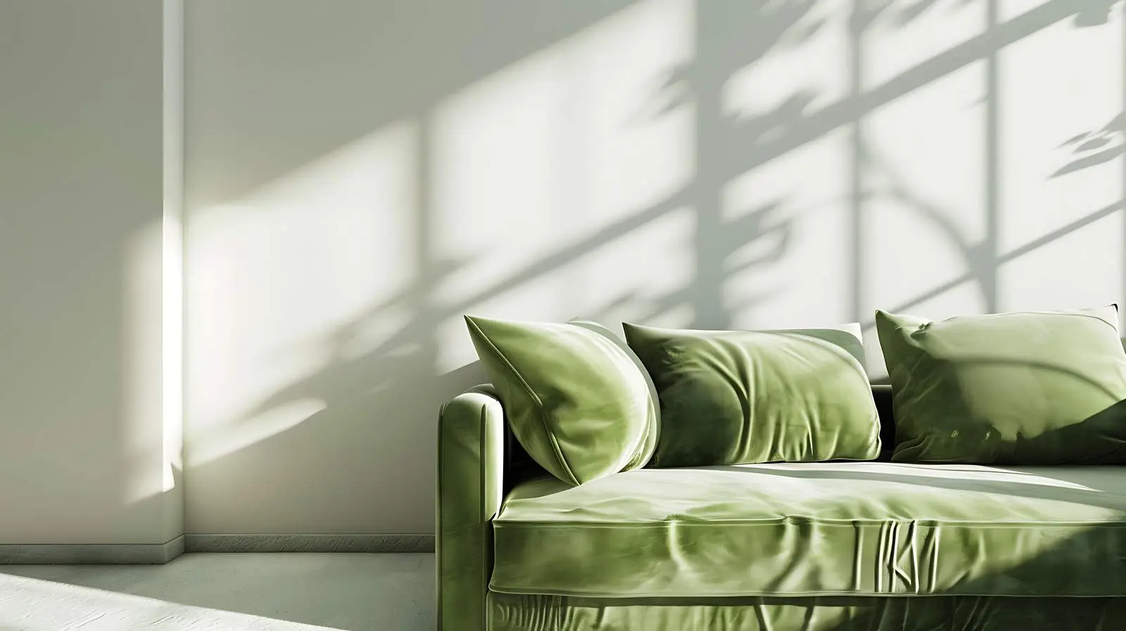 Green Velour Sofa in Soft Sunlight — free download from Dotvec