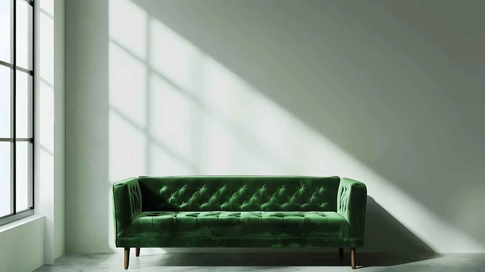 Green Velour Sofa with Soft Sunlight Shadows — free download from Dotvec