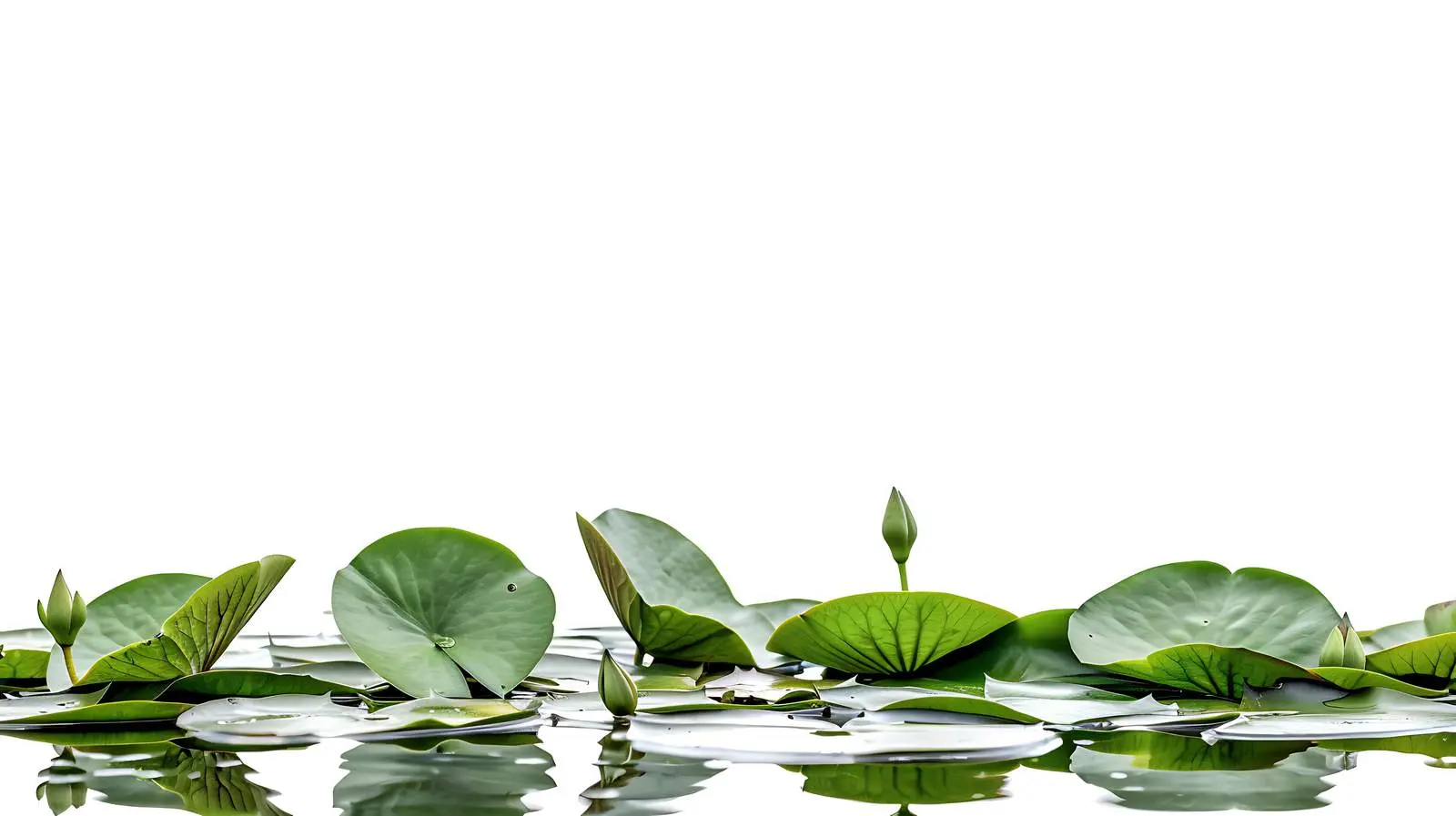 Green Water Lily Leaves on Calm Water Surface – free float image from Dotvec