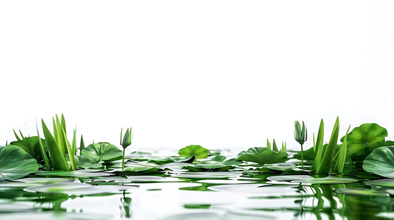 Green Water Lily Leaves on Calm Water Surface – free float image from Dotvec