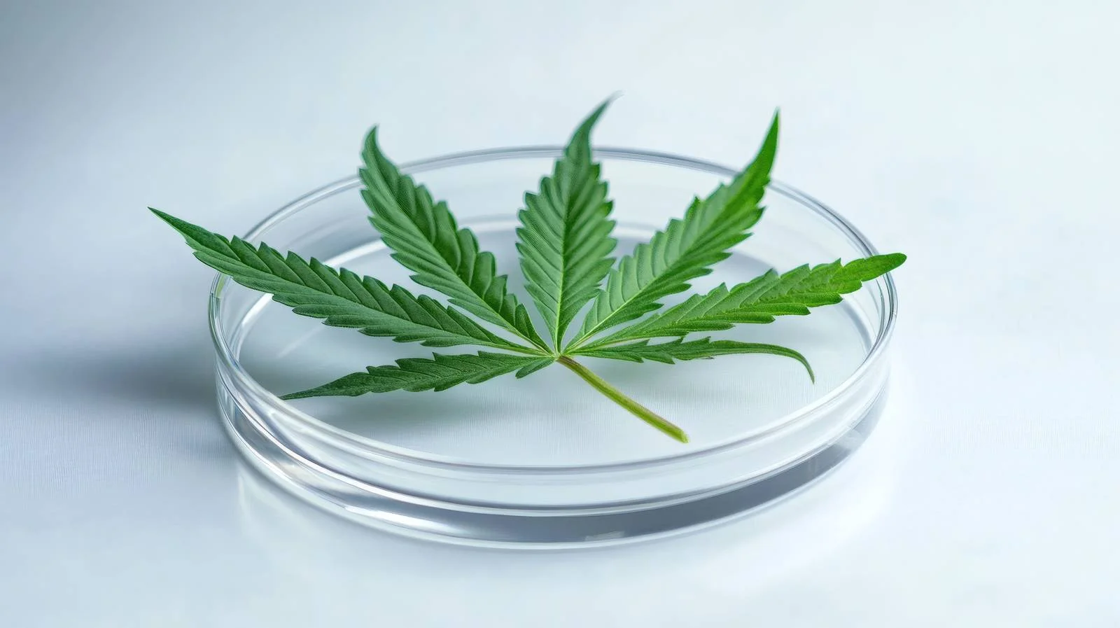 Green Cannabis Leaf with Petri Dish on White Background — free download from Dotvec