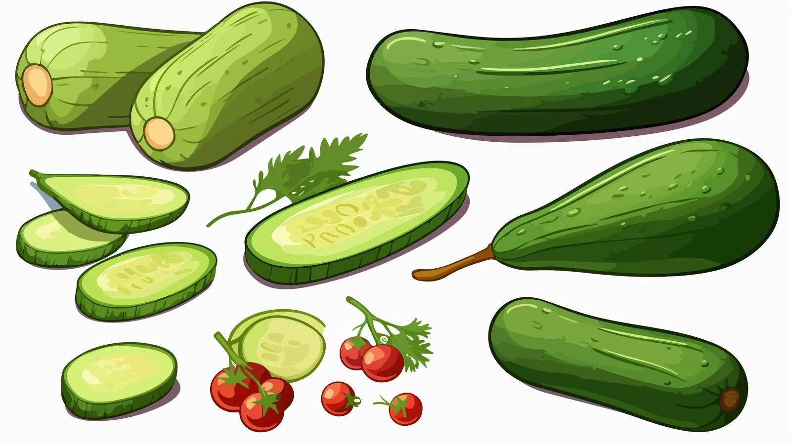 Fresh Cucumber Cooking Ingredients Stock Vector — free download from Dotvec