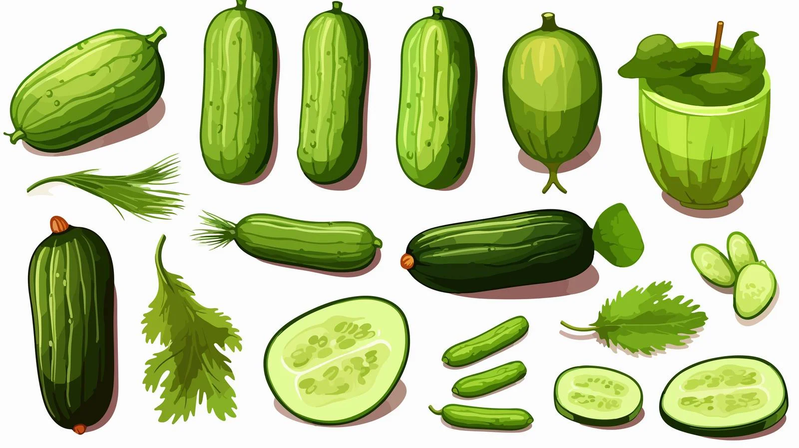 Fresh Cucumber Cooking Ingredients Vector — free download from Dotvec