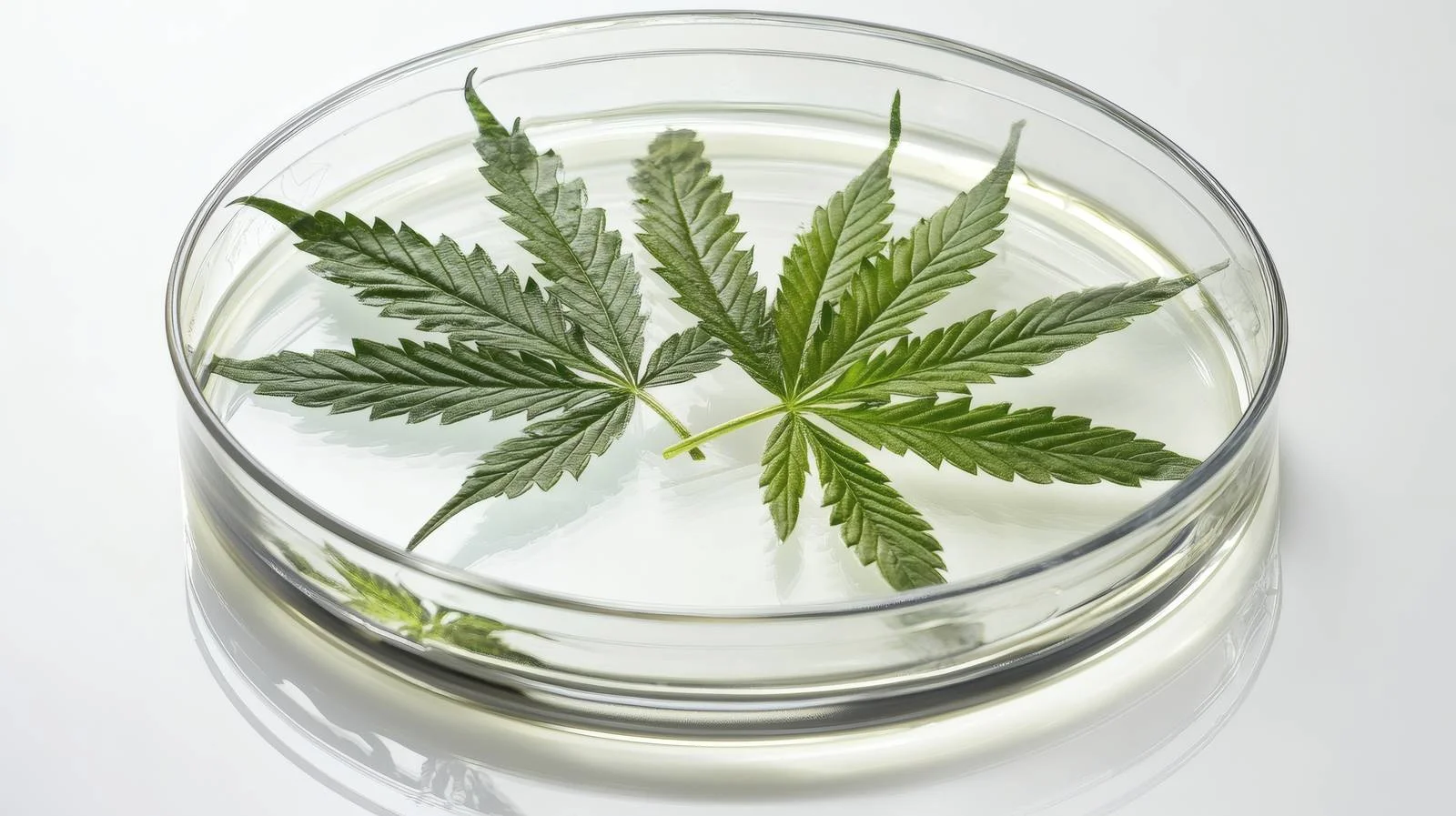 Botanical Specimen: Green Hemp Leaves in Petri Dish — free download from Dotvec