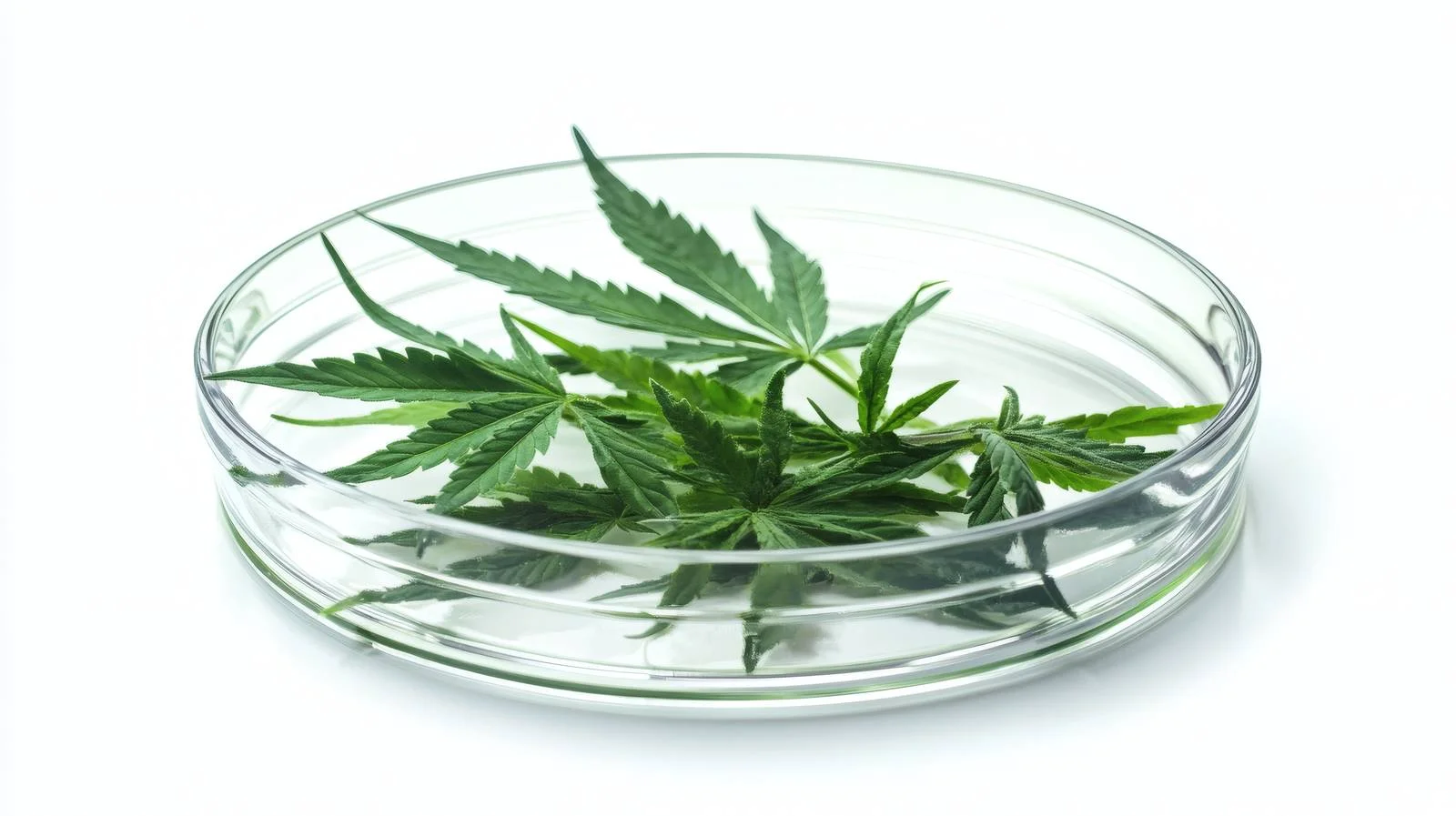 Vivid Green Hemp Leaves in Laboratory Dish — free download from Dotvec
