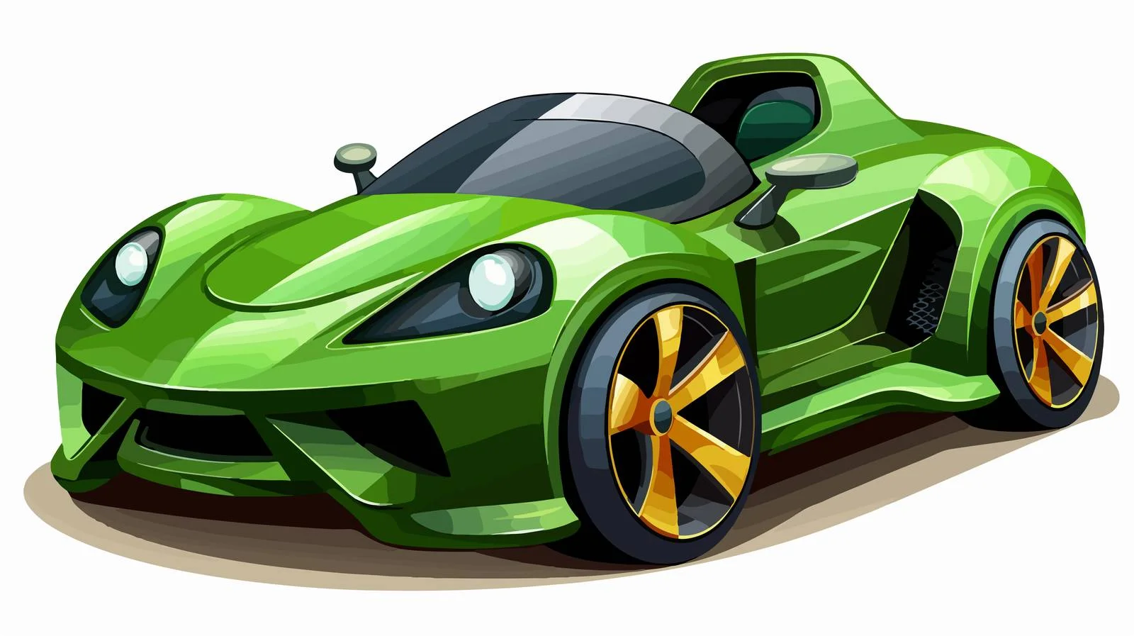 Green Toy Sports Car Cartoon Illustration — free download from Dotvec