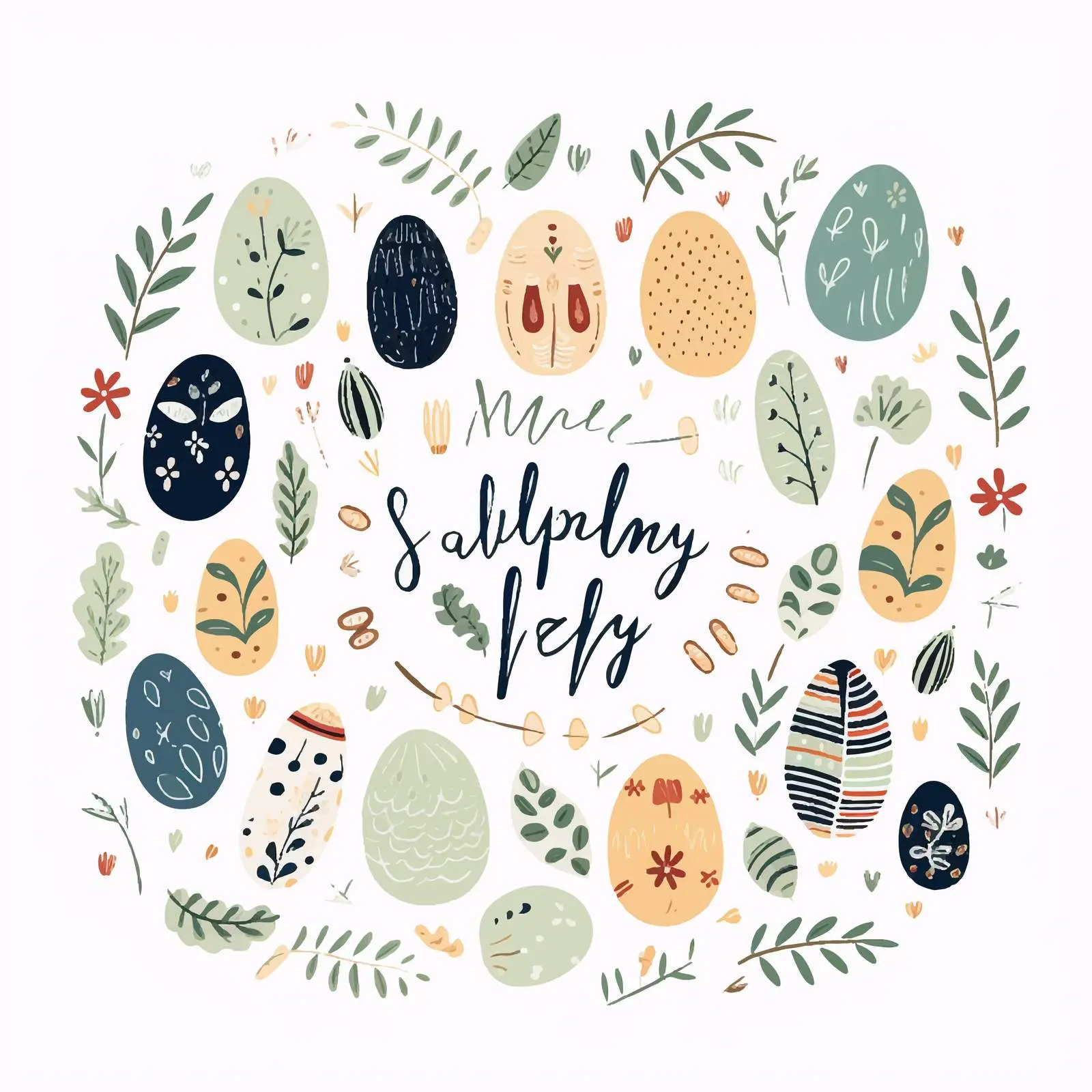 Happy Easter Greeting Card with Greenery – free send greetings image from Dotvec