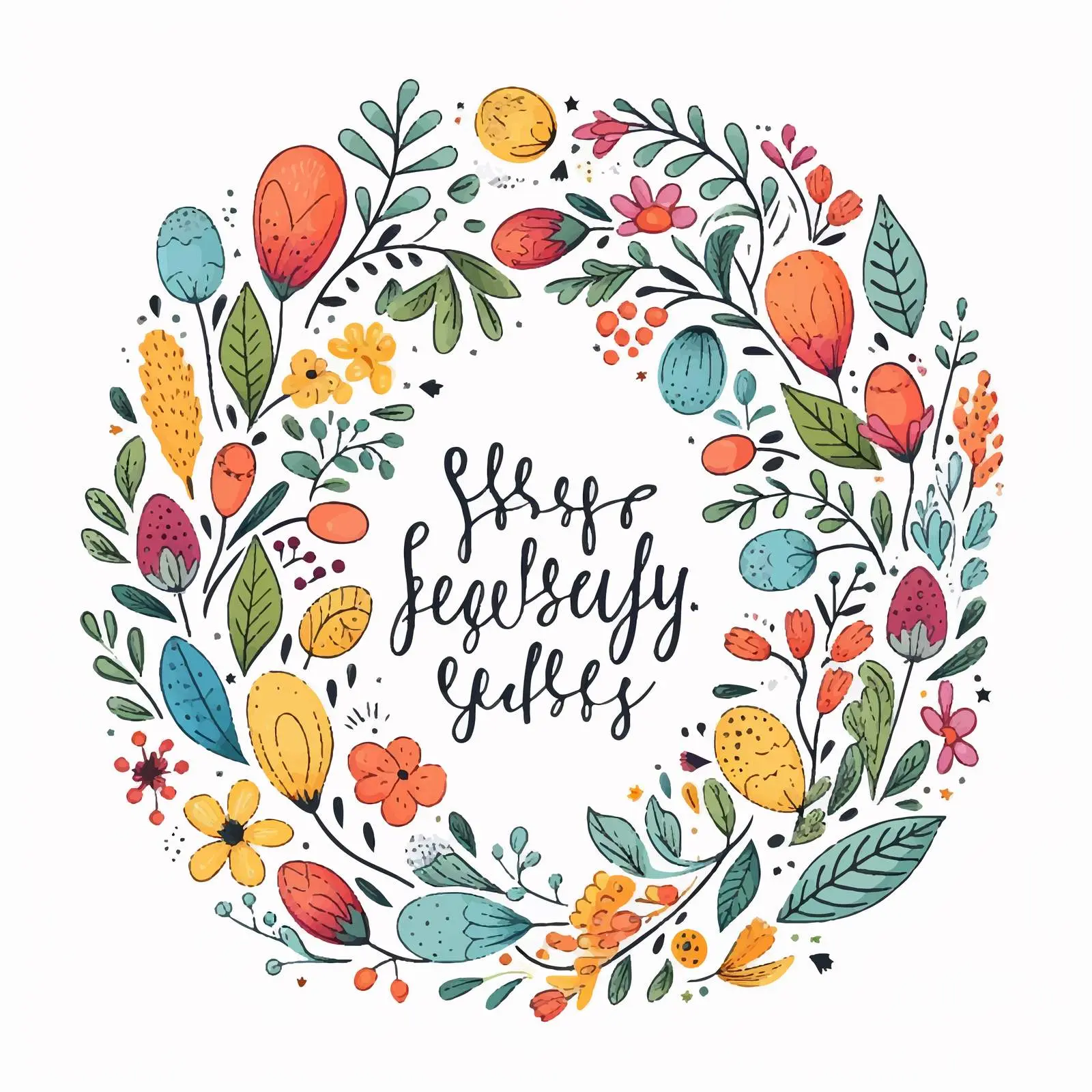 Happy Easter Greeting Card with Greenery — free download from Dotvec