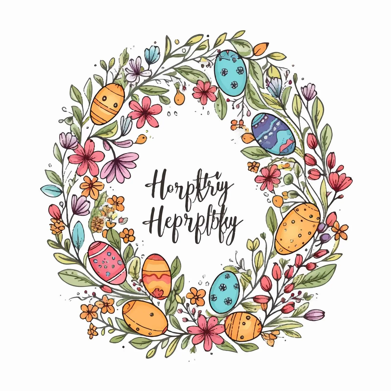 Happy Easter Greeting Card with Greenery — free download from Dotvec