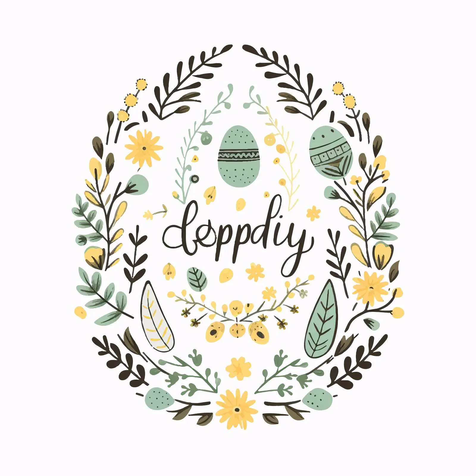 Happy Easter Greeting Card with Greenery — free download from Dotvec