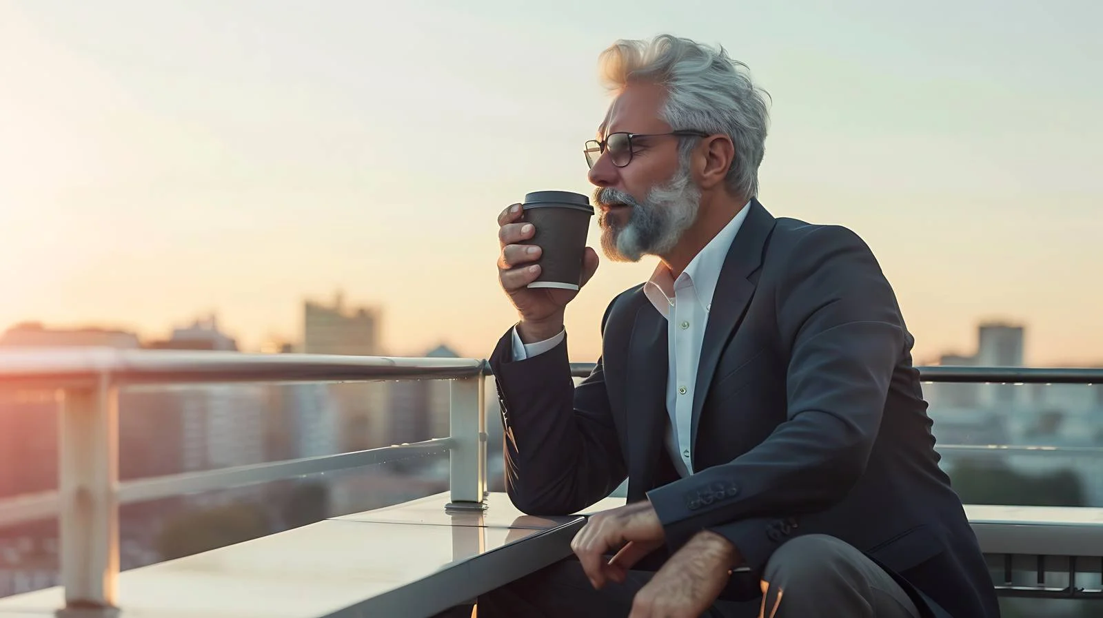 Businessman Contemplating on Balcony View — free download from Dotvec