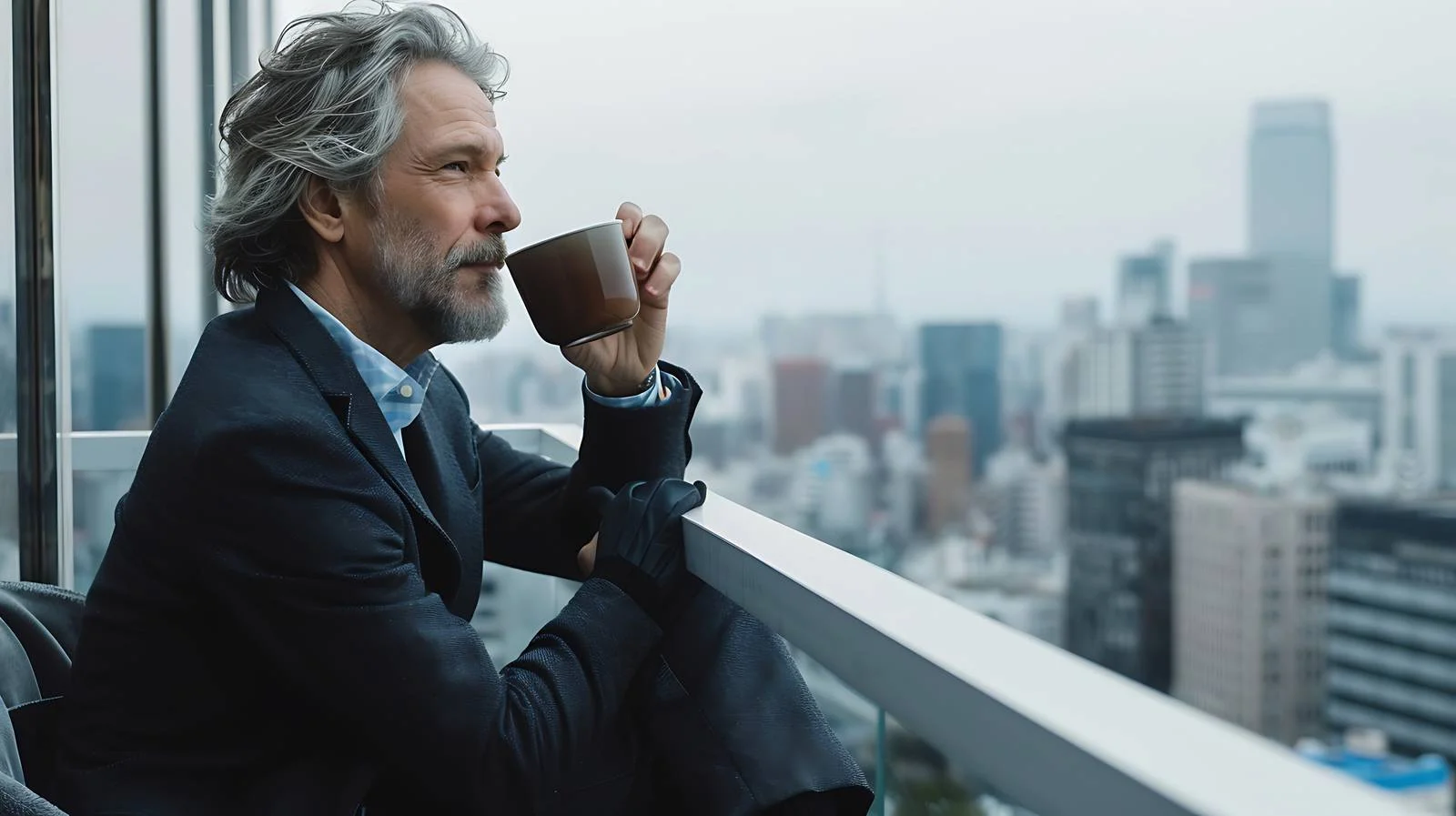 Mature businessman relaxing on balcony — free download from Dotvec