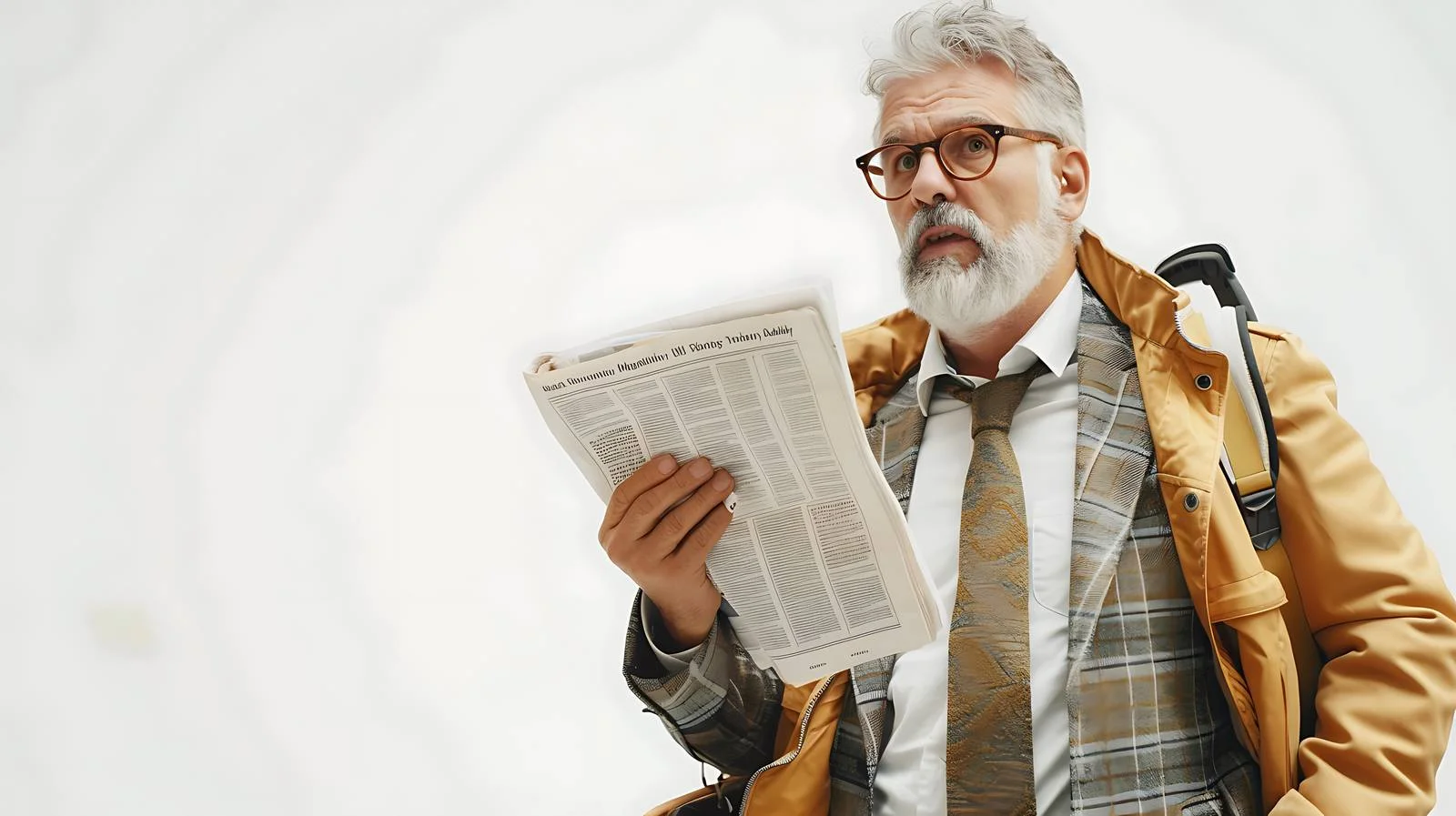 Senior Businessman Calling Tax with Newspaper — free download from Dotvec