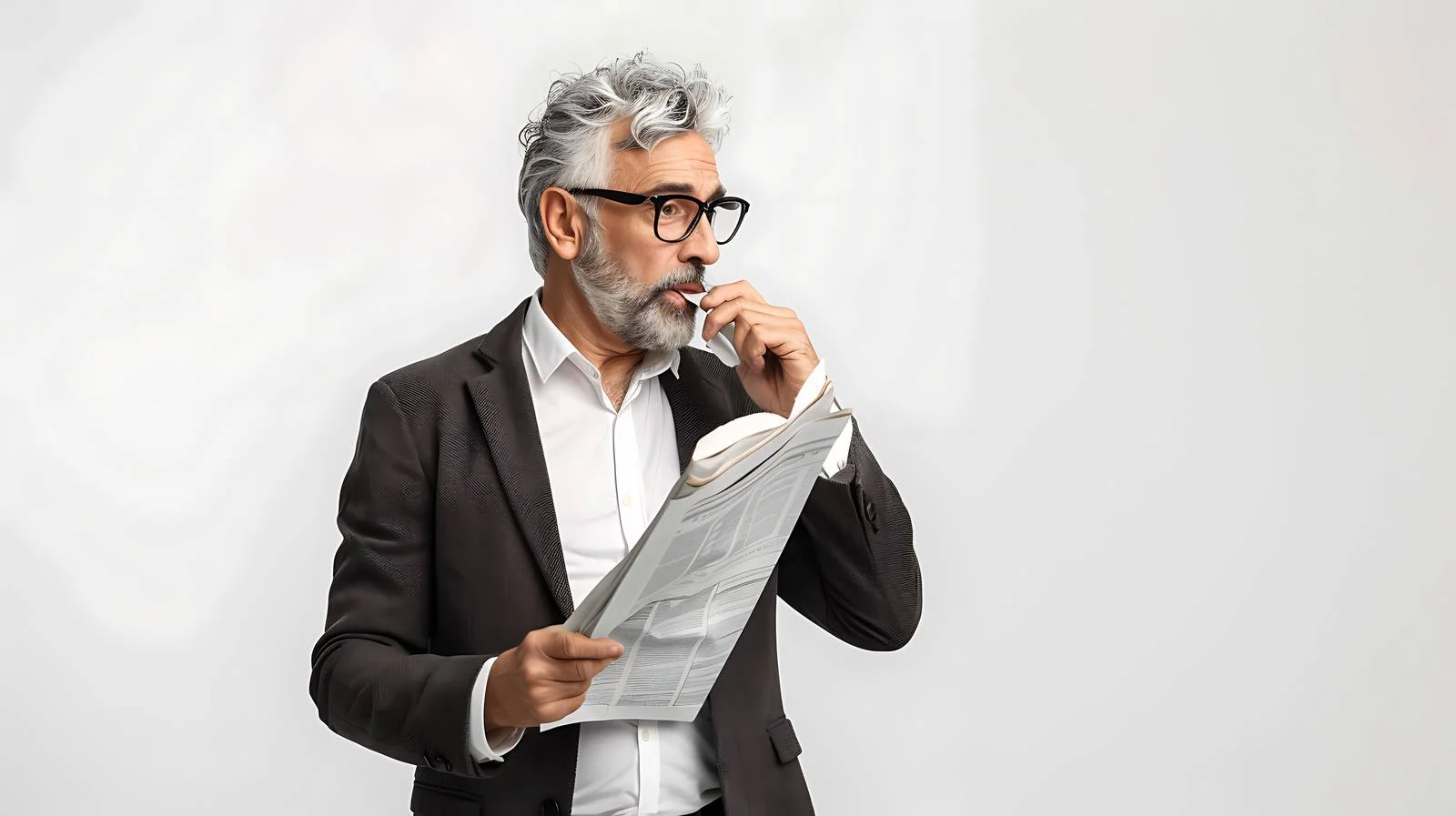 Mature Businessman Checking Newspaper for Tax — free download from Dotvec
