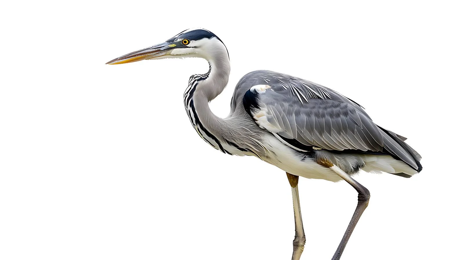 Majestic Grey Heron on White Background — free download from Dotvec