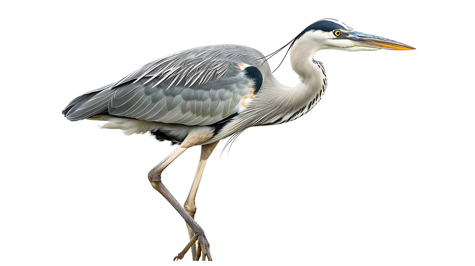 Graceful Grey Heron on White Background — free download from Dotvec