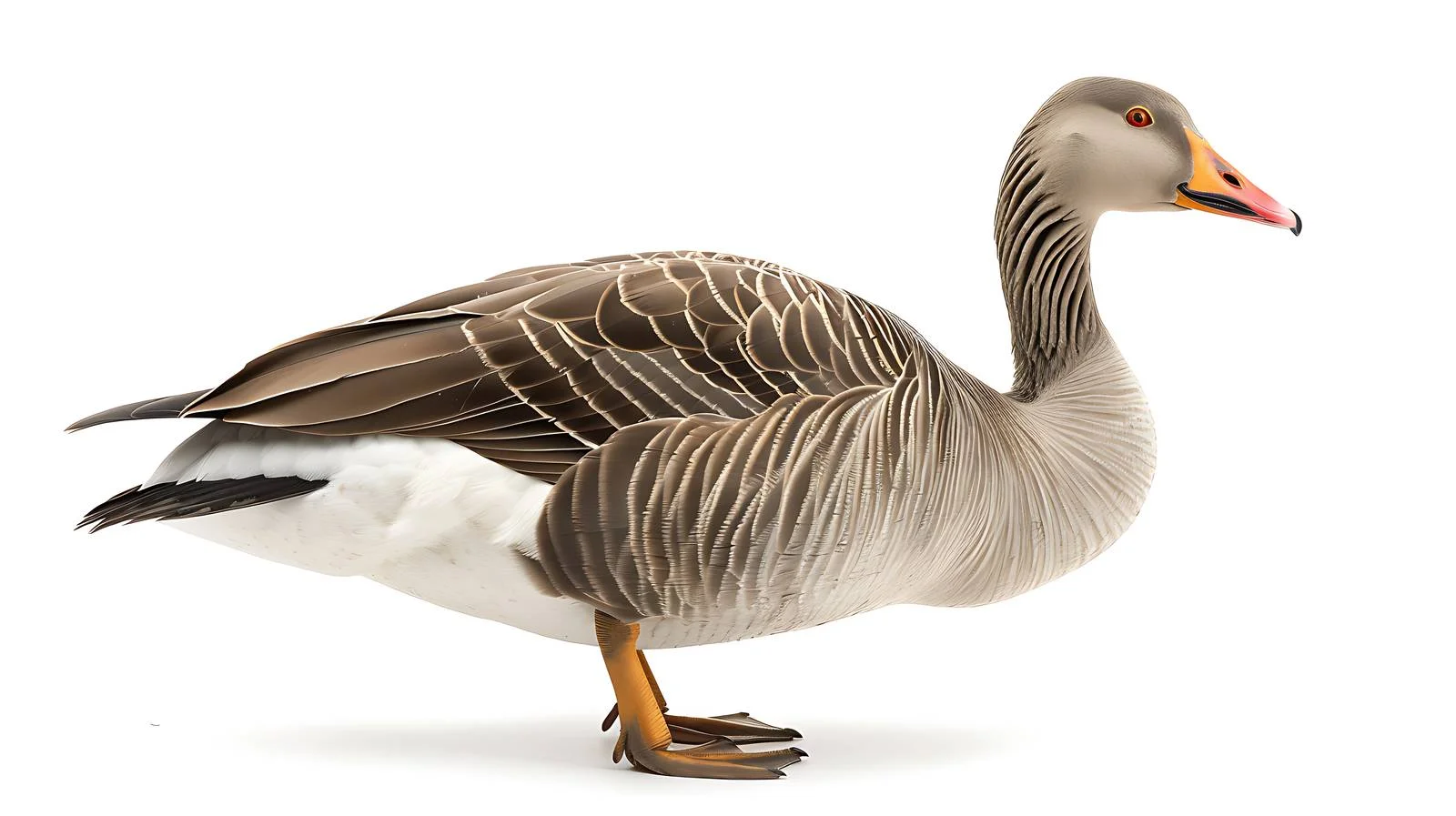 Close-up of Isolated Greylag Goose in White — free download from Dotvec