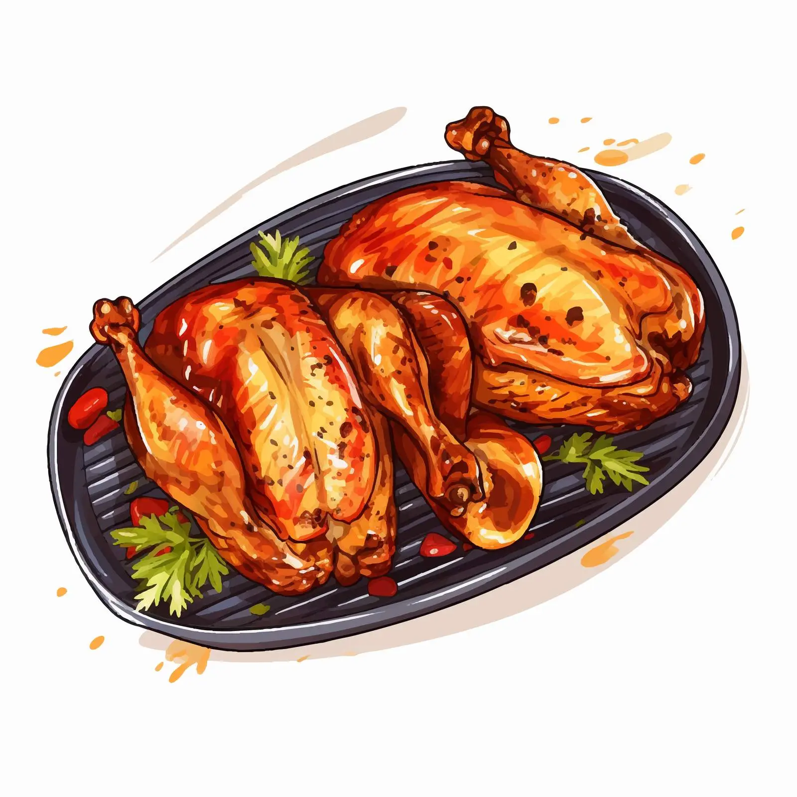 Grilled Chicken Line Vector Illustration – free gourmet chicken image from Dotvec