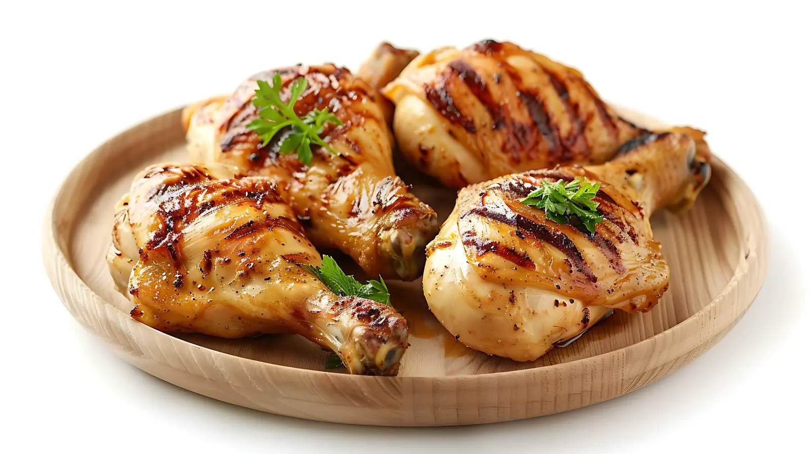 Grilled Chicken on Plate Over Wooden Table – free comfort food image from Dotvec