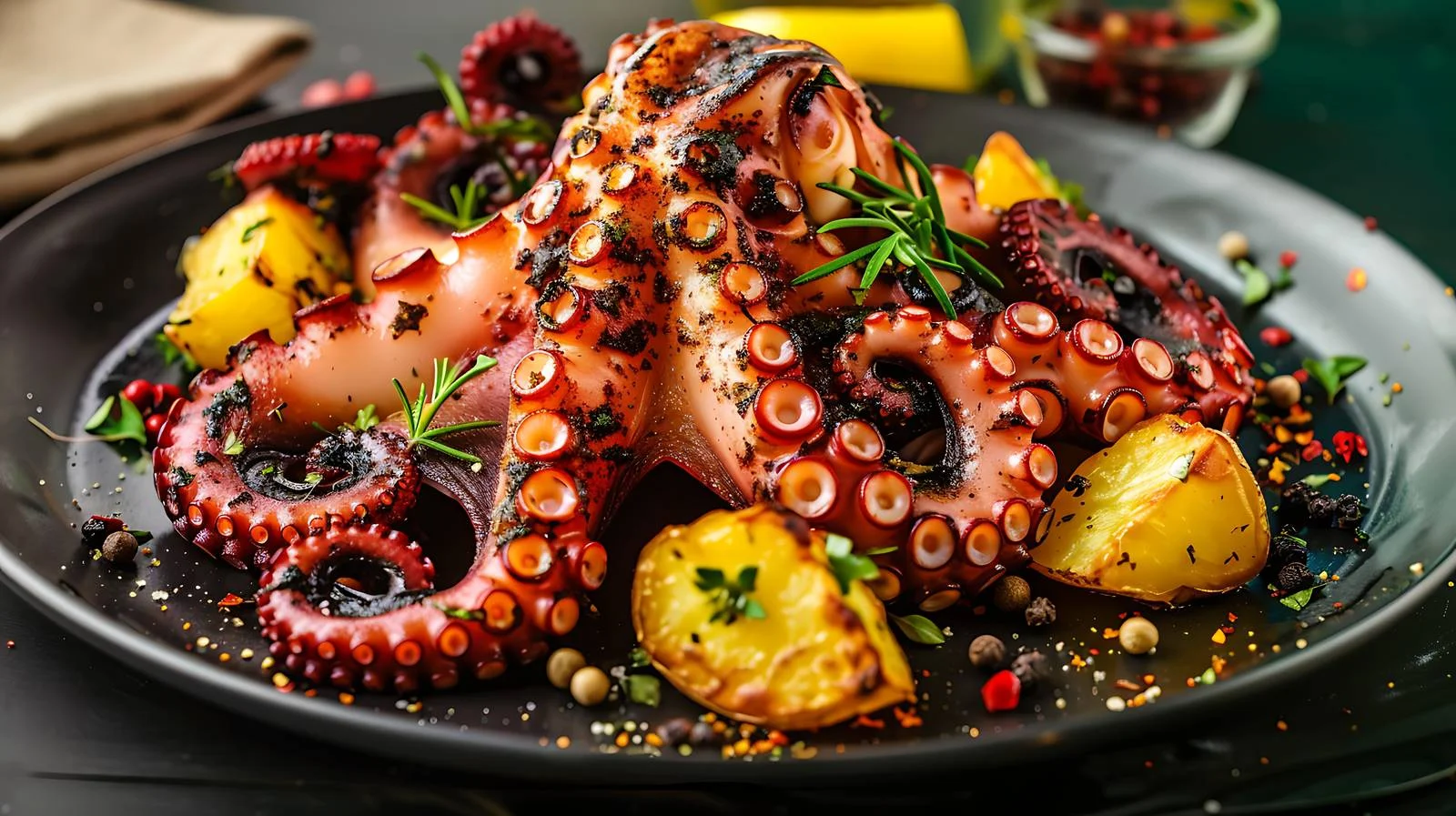Grilled Octopus Tentacles with Potatoes — free download from Dotvec