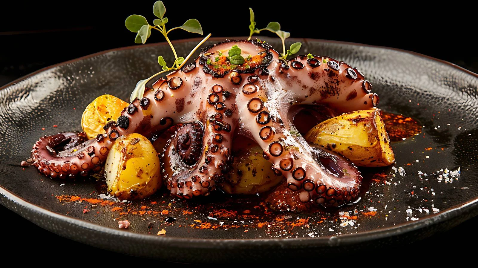 Grilled Octopus & Potato Presentation — free download from Dotvec