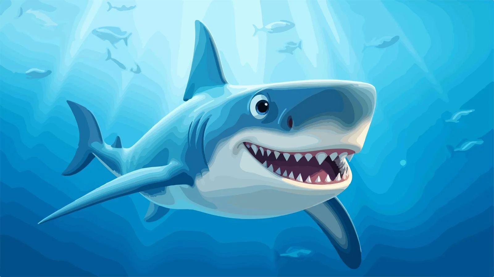 Cheerful Shark Cartoon Illustration — free download from Dotvec