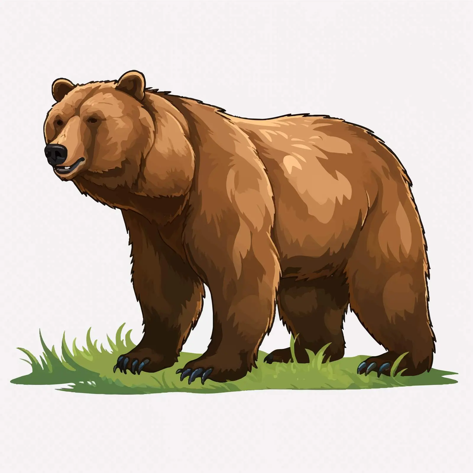 Grizzly Bear Illustration on Green Grass — free download from Dotvec