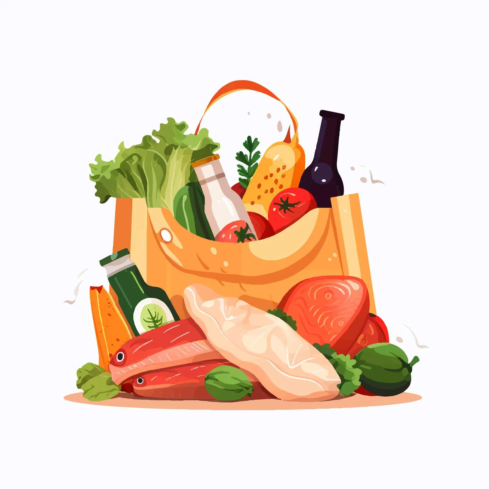 Grocery Shopping Bag with Fresh Produce — free download from Dotvec