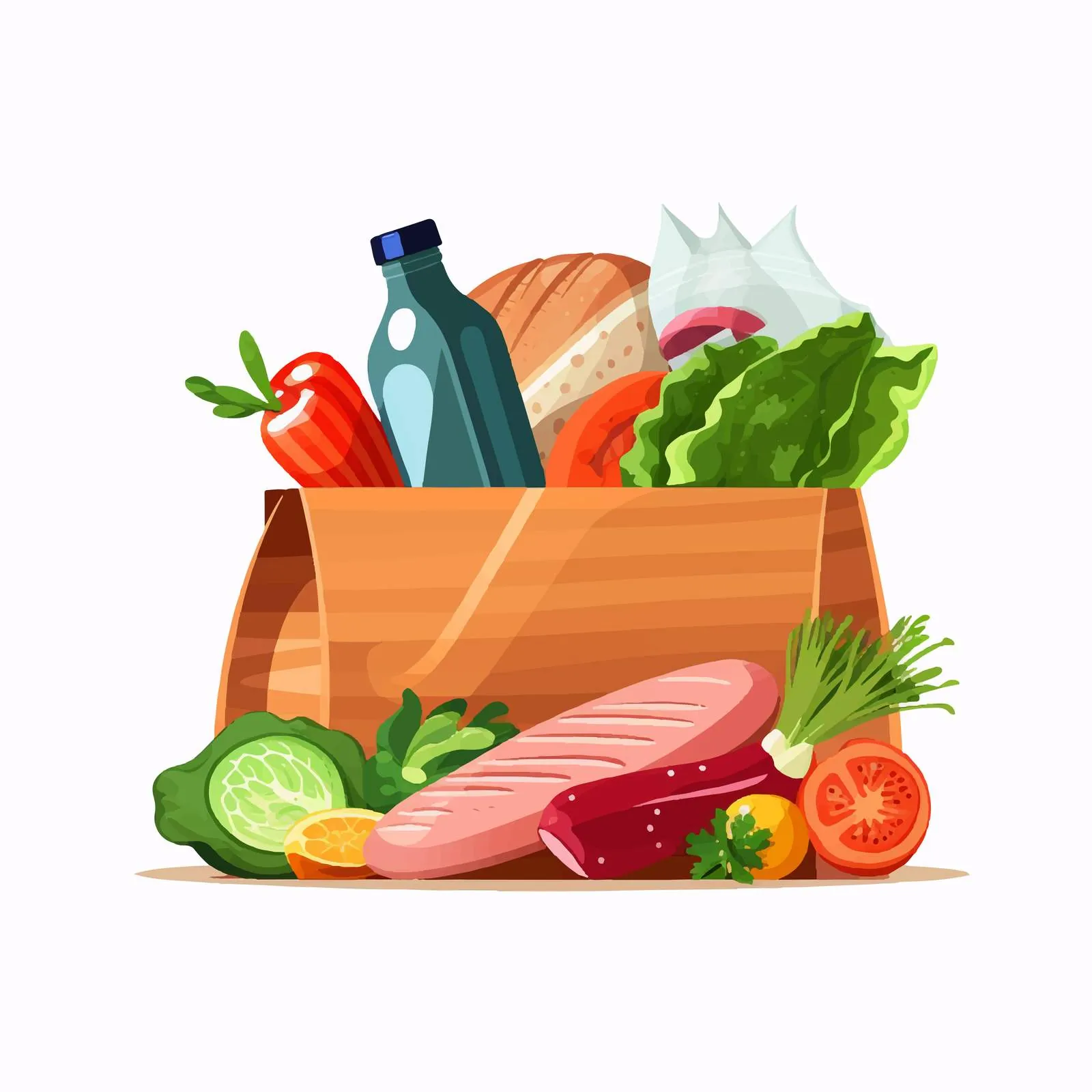 Fresh Grocery Shopping Bag with Food Products — free download from Dotvec