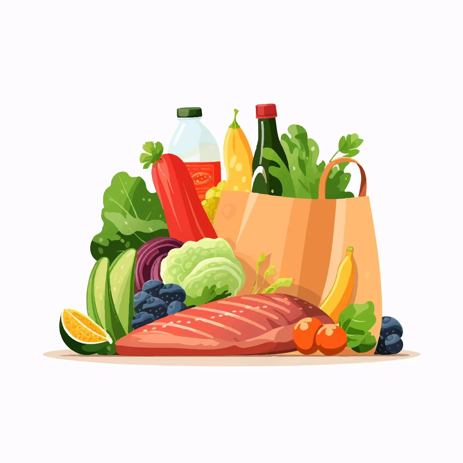 Fresh Grocery Shopping Bag with Food Products — free download from Dotvec