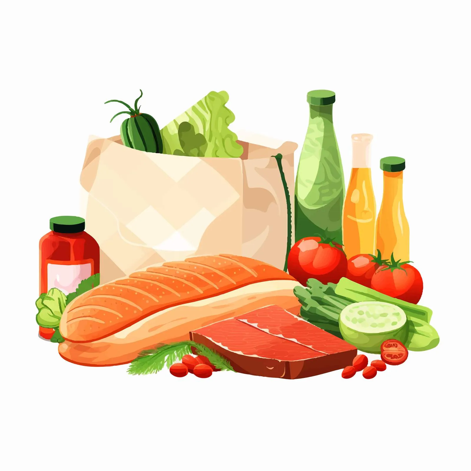 Grocery Shopping Bag with Fresh Food Products — free download from Dotvec