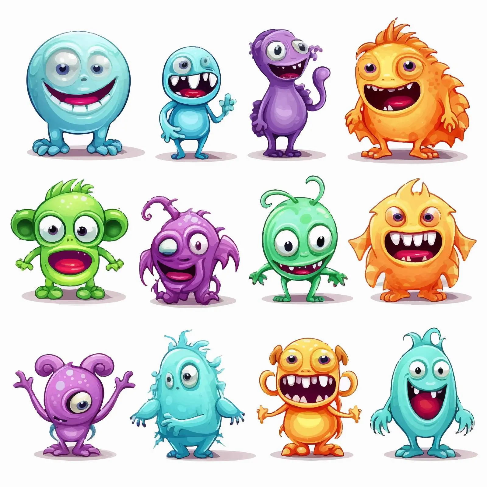 Adorable Alien Monsters in Colorful Vectors – free unique characters image from Dotvec