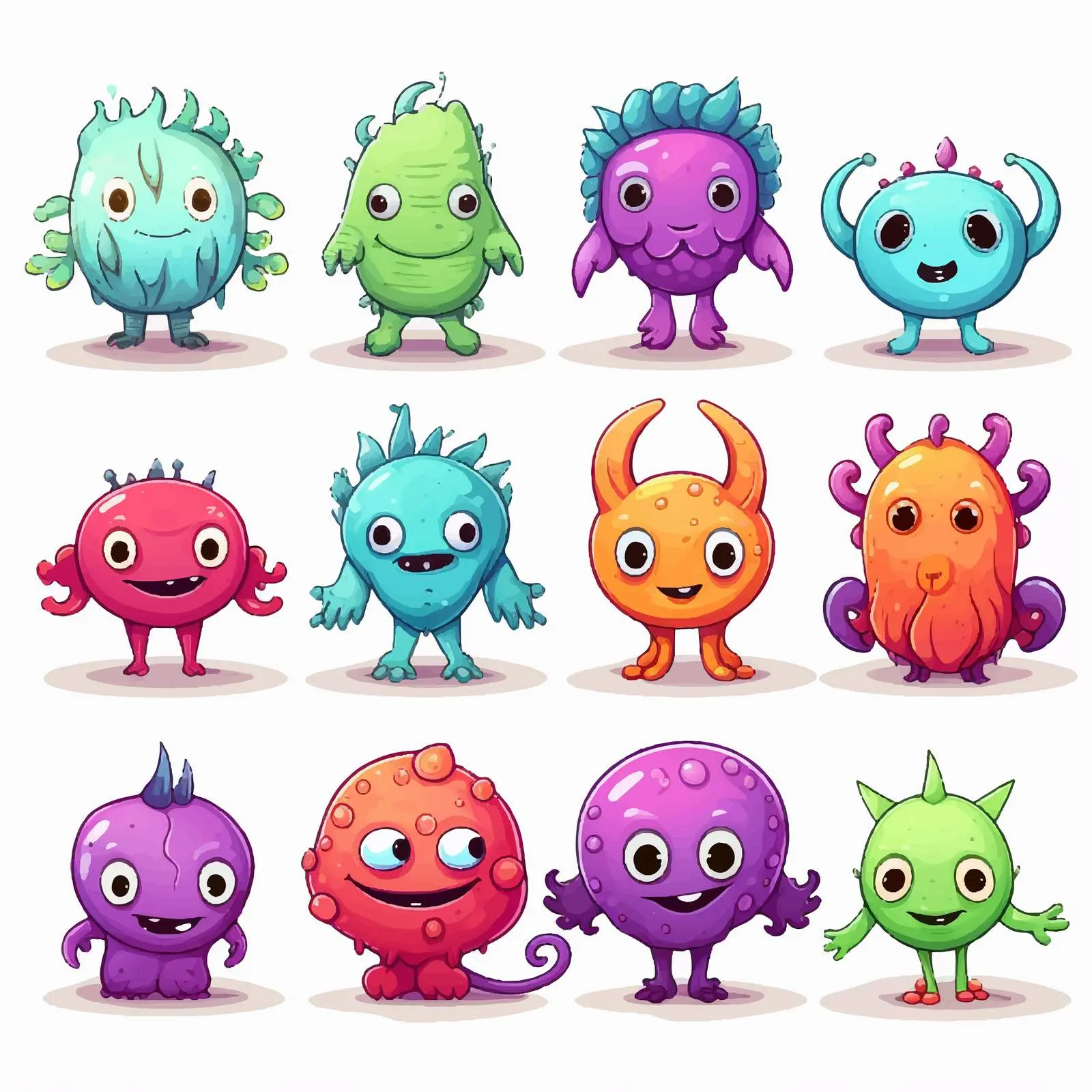 Colorful Alien Monsters Vector Illustration — free download from Dotvec