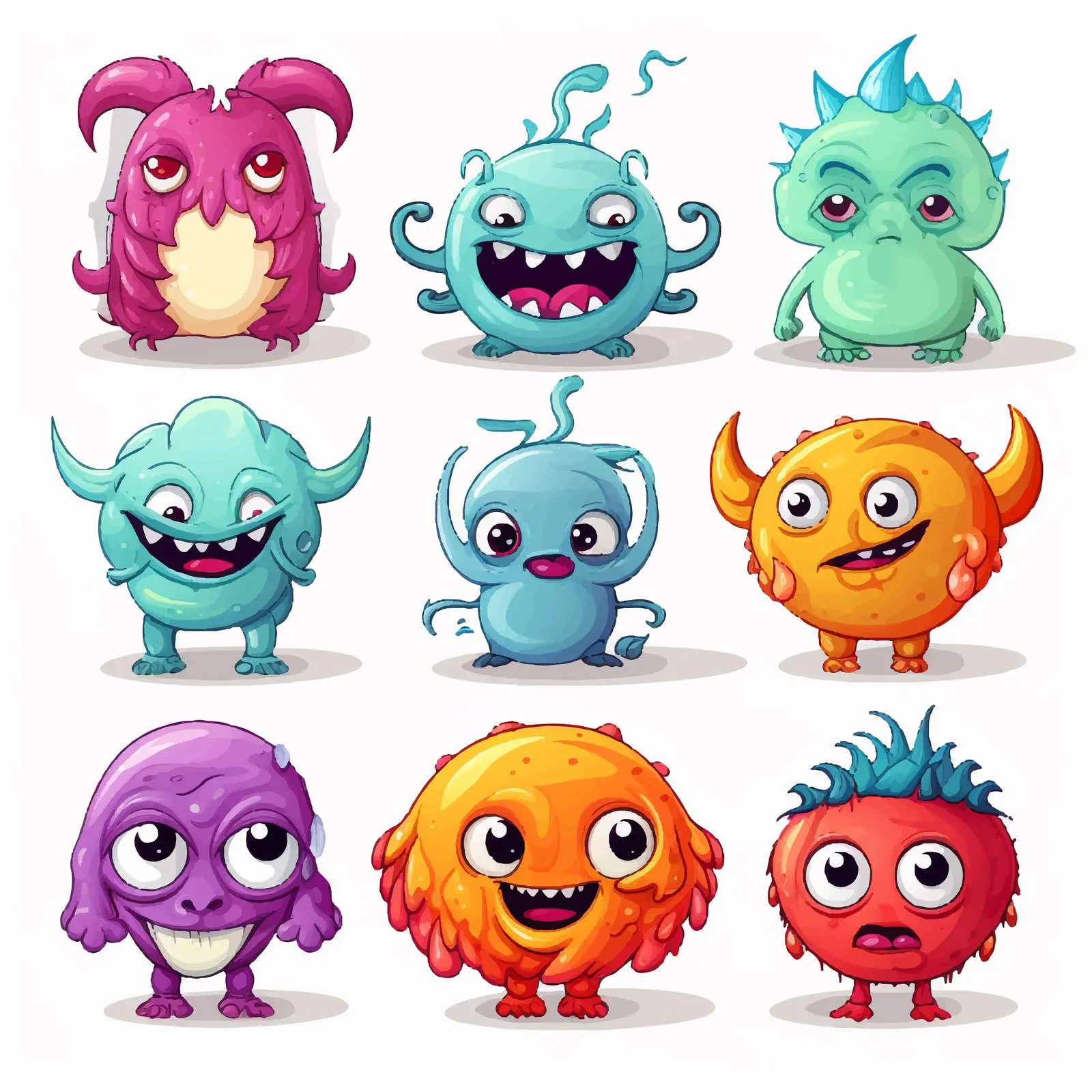 Colorful Alien Monsters Vector Illustration — free download from Dotvec