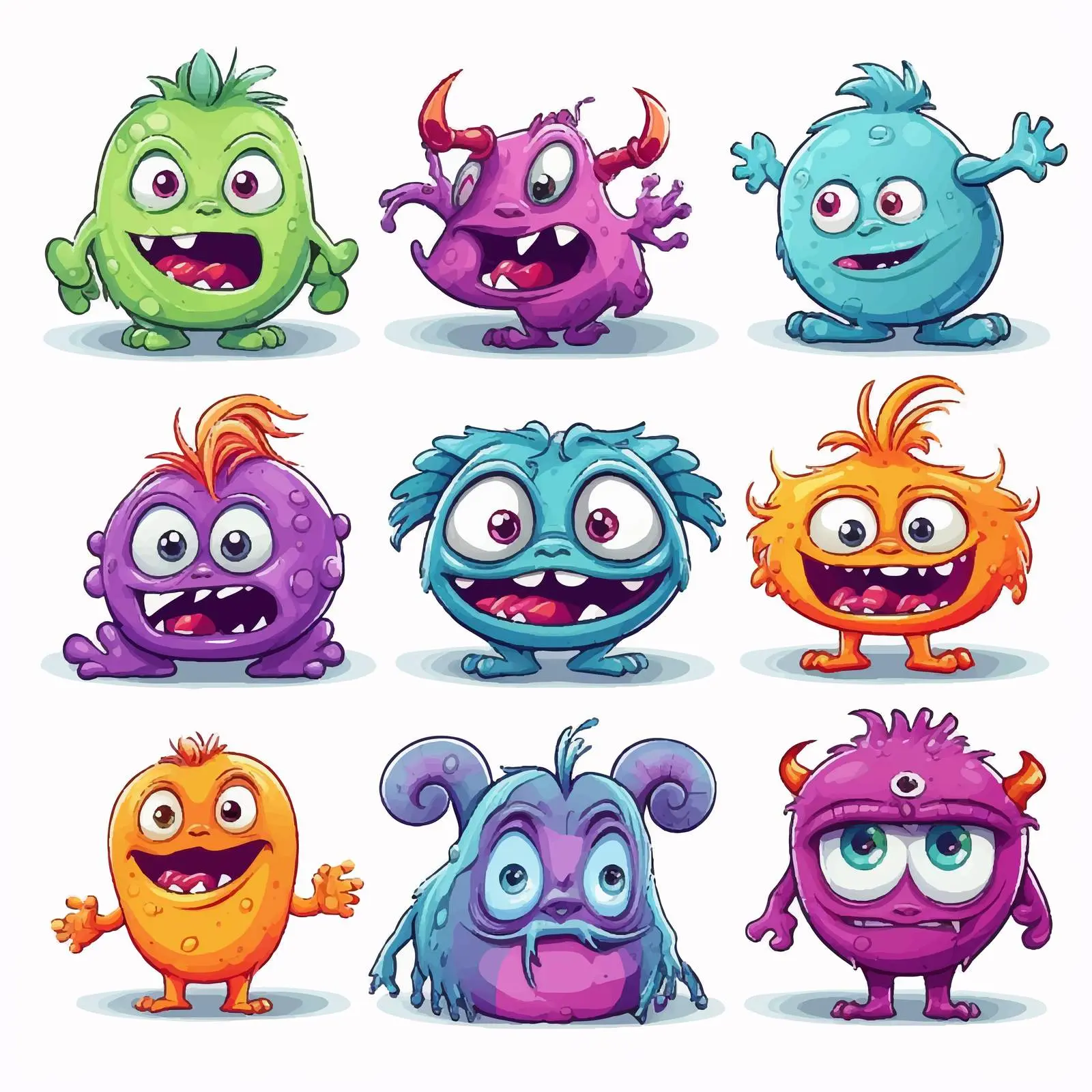 Colorful Group of Cute Alien Monsters Vector — free download from Dotvec