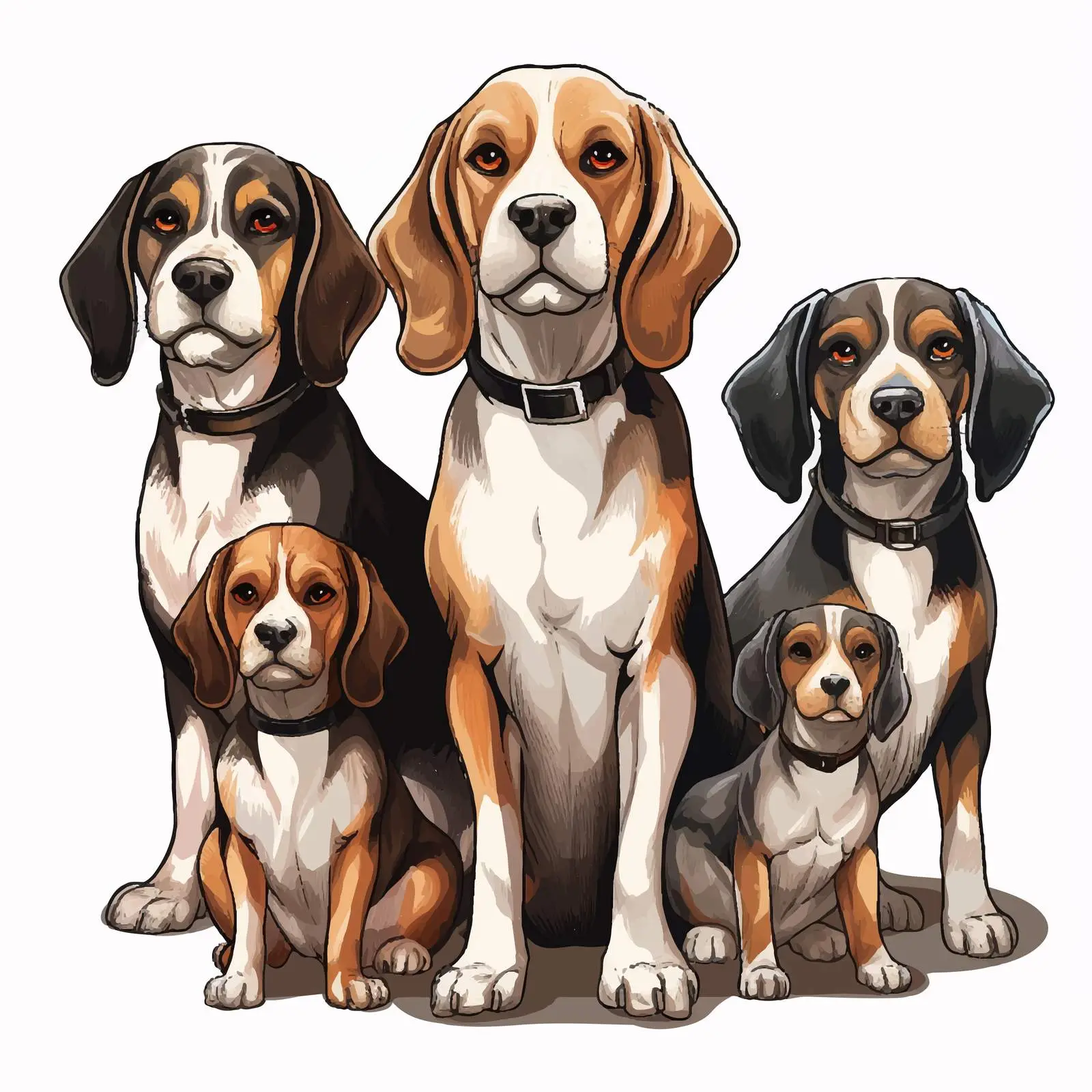 Beagle Dogs Illustration on White Background — free download from Dotvec