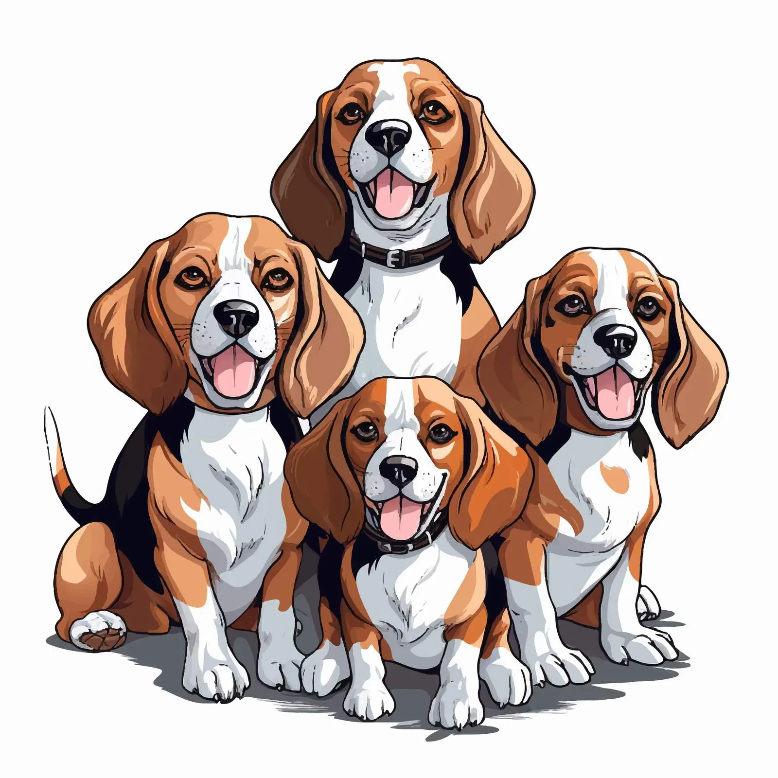 Beagle Dogs Illustration on White Background — free download from Dotvec