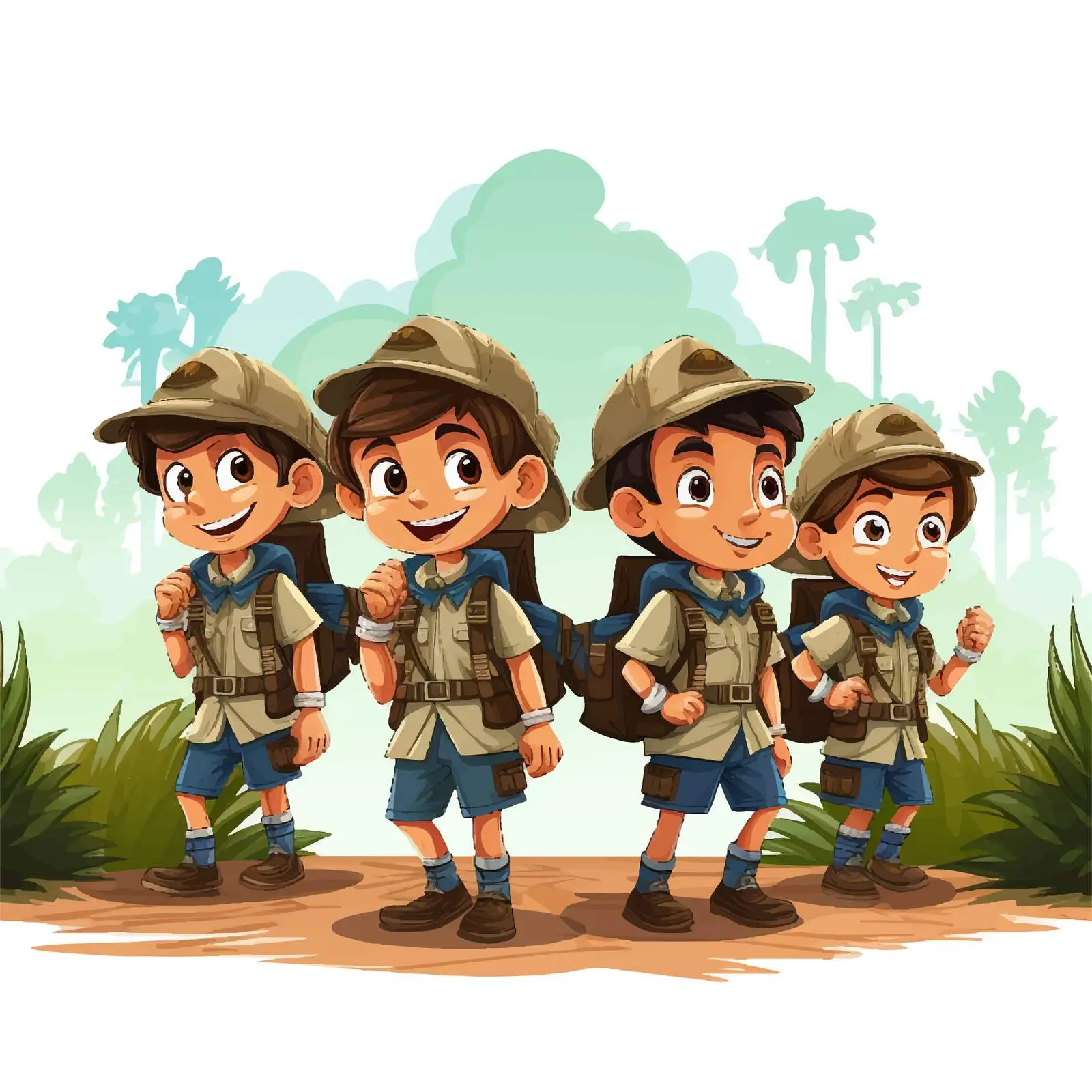 Boy Scouts Exploring Nature Illustration – free uniforms image from Dotvec